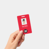 赤の従業員写真、バーコード、ロゴ、名前の合計 バッジ (手持ち)