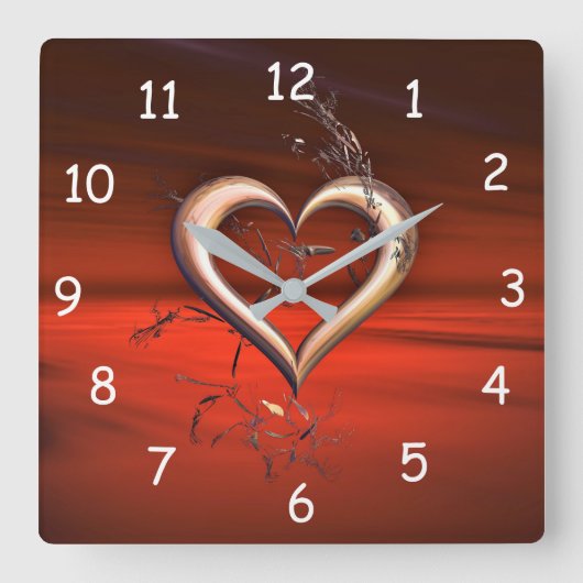 赤の愛のために スクエア壁時計 (正面)