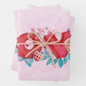 赤の愛の文字はっきりしたブロックフォント水色 ラッピングペーパーシート (インサイチュ)