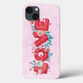 赤の愛の文字はっきりしたブロックフォント水色 Case-Mate iPhoneケース (裏面)