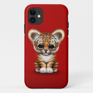 赤の愛らしいベビーの虎の子 iPhone 11 ケース