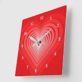 赤の愛-ハート スクエア壁時計 (傾斜)