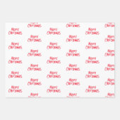 赤の手書きのメリークリスマス ラッピングペーパーシート (正面2)