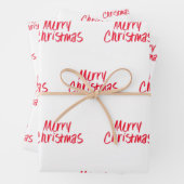 赤の手書きのメリークリスマス ラッピングペーパーシート (インサイチュ)