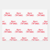 赤の手書きのメリークリスマス ラッピングペーパーシート (正面)