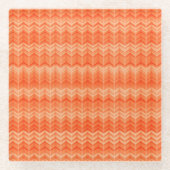 赤の抽象的なジグザグ形の織物パターン ガラスコースター (正面)