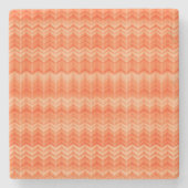 赤の抽象的なジグザグ形の織物パターン ストーンコースター (正面)