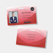 赤の抽象的なビジネス写真識別ID バッジ (正面&裏面)