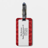 赤の抽象的な木製パターン ラゲッジタグ (裏面縦)