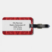 赤の抽象的な木製パターン ラゲッジタグ (裏面横)