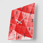 赤の抽象芸術パターン スクエア壁時計 (傾斜)