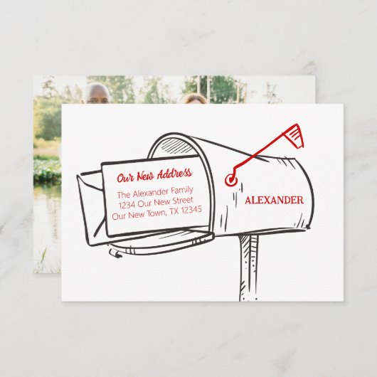 赤の新しいアドレスメールボックスの移動 (正面/裏面)