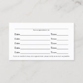 赤の旋回プロフェッショナル複数アポイントメントカード 予約カード (裏面)