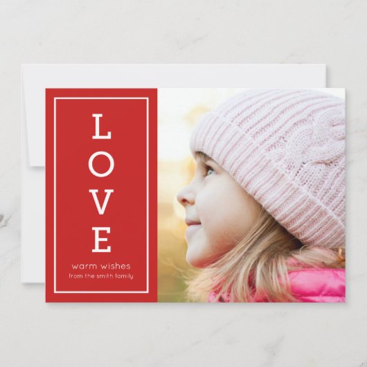赤の暖かい願い愛モダンの休日の写真 シーズンカード (正面)