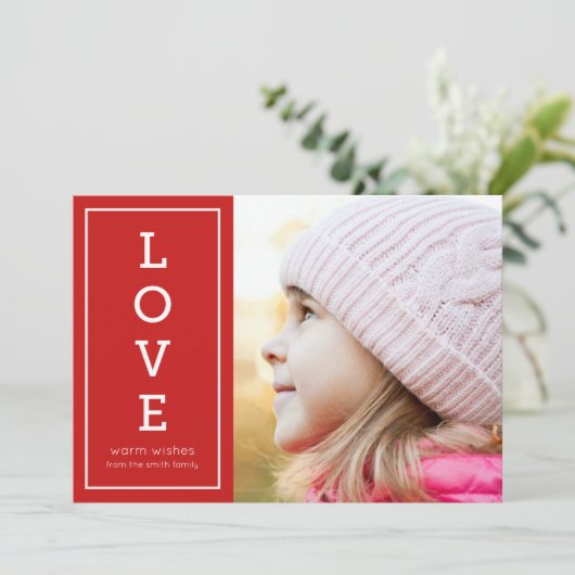 赤の暖かい願い愛モダンの休日の写真 シーズンカード (スタンド正面)