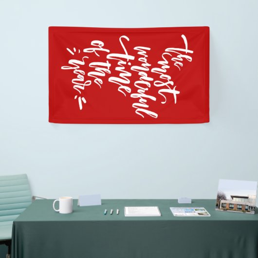 赤の最も素晴らしい時間のレタリング 横断幕 (トレードショー)