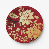 赤の東洋の金花 ペーパープレート (正面)
