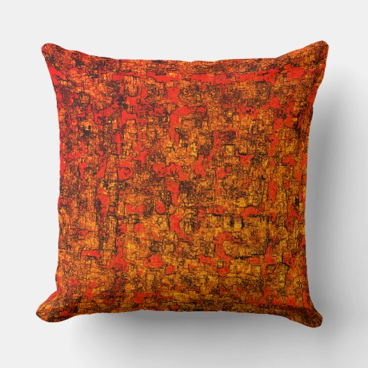 赤の染みが少ないバーチャルな木の樹皮 クッション (正面)