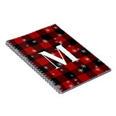 赤の格子縞と雪の結晶のモノグラムイニシャル冬 ノートブック (右側)