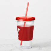 赤の格子縞のダックスフント アクリルタンブラー (裏面)