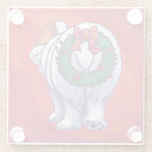 赤の極熊のクリスマス ガラスコースター (裏面)