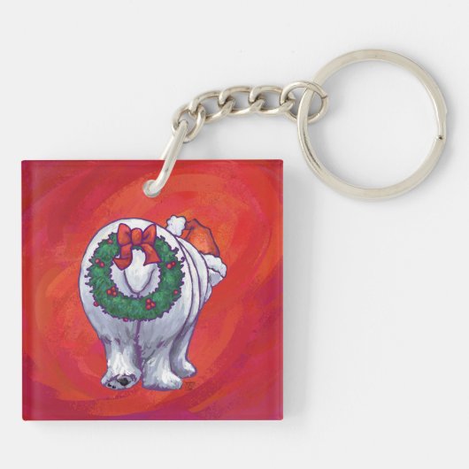 赤の極熊のクリスマス キーホルダー (裏面)