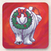 赤の極熊のクリスマス コースター (正面)