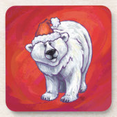 赤の極熊のクリスマス コースター (正面)