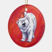 赤の極熊のクリスマス セラミックオーナメント (左)