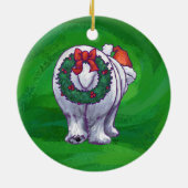 赤の極熊のクリスマス セラミックオーナメント (裏面)