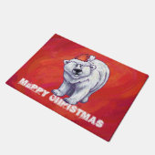 赤の極熊のクリスマス ドアマット (アングル)