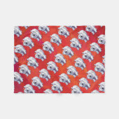 赤の極熊のクリスマス フリースブランケット (正面(横))