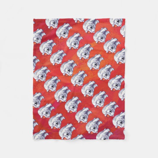 赤の極熊のクリスマス フリースブランケット (正面)