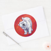 赤の極熊のクリスマス ラウンドシール (封筒)