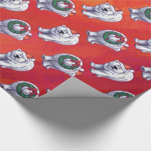 赤の極熊のクリスマス ラッピングペーパー (角)