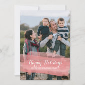 赤の水彩筆致ホリデー写真カード シーズンカード (正面)