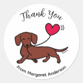 赤の滑らかな髪のダッシュント笑顔ありがとう ラウンドシール (正面)