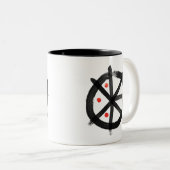 赤の点MWBのロゴの黒のインテリアと黒くして下さい ツートーンマグカップ (正面右)