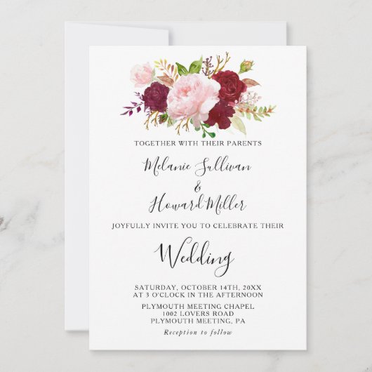 赤の熱帯とロマン結婚チック 招待状 (正面)