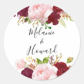 赤の熱帯とロマン結婚ティックの封筒用シール ラウンドシール (正面)