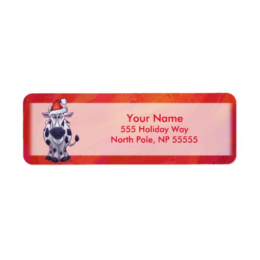 赤の牛のクリスマス ラベル (正面)
