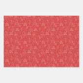 赤の白いクリスマスの輪郭 ラッピングペーパーシート (正面3)