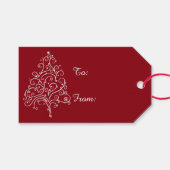 赤の白いクリスマスツリー ギフトタグ (正面(横))