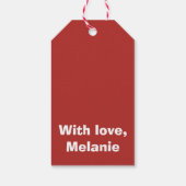 赤の白いステッチ ギフトタグ (裏面)