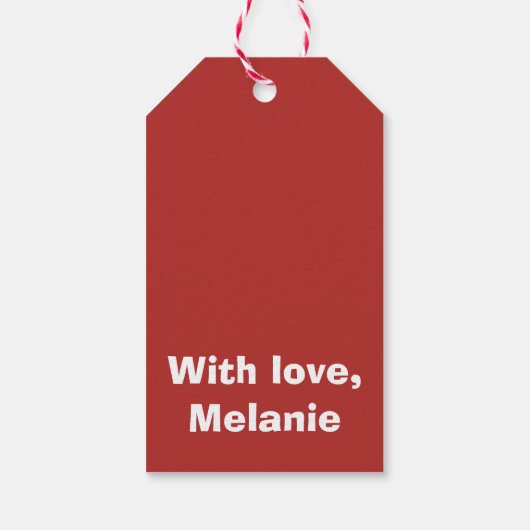 赤の白いステッチ ギフトタグ (裏面)