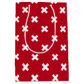 赤の白いステッチ ミディアムペーパーバッグ (正面)