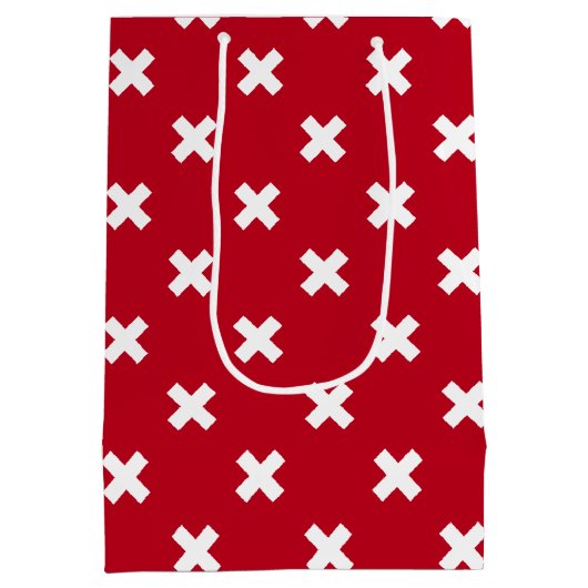 赤の白いステッチ ミディアムペーパーバッグ (裏面)