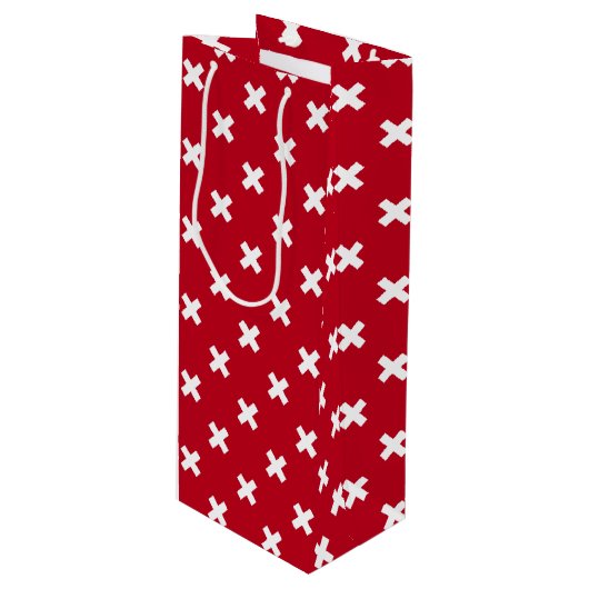赤の白いステッチ ワインギフトバッグ (正面アングル)