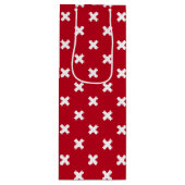 赤の白いステッチ ワインギフトバッグ (正面)