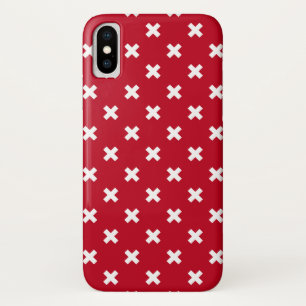 赤の白いステッチ iPhone X ケース